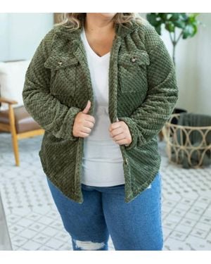 Michelle Mae Fleece Shacket - Green