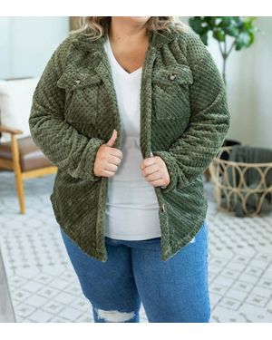 Michelle Mae Fleece Shacket - Green