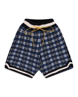 Rhude Plaid Basketball Knit Shorts - Blue