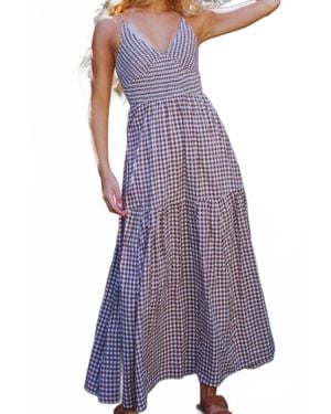 Bucketlist Driftwood Gingham Smocked Bodice Maxi Dress - Purple