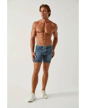 s t e e l e. Washed Denim Knit Stretch Jeans Short - Blue