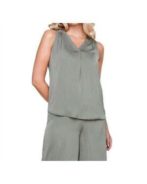 Renuar V Neck Sleeveless Blouse - Gray