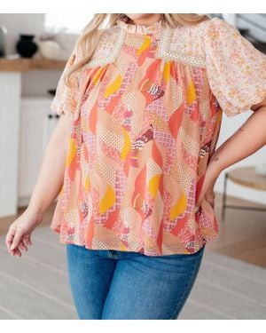 Jodifil Day Dreamer Mixed Floral Top - Orange