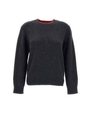 Loulou de Saison Two-Tone Cashmere Crewneck Sweater With Contrast Trim - Black