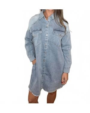 Anniewear Darla Button Down Shirt Dress - Blue