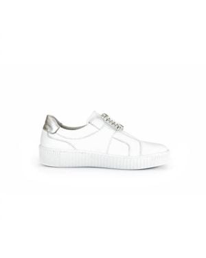 Gabor Rhinestone Buckle Sneaker - White