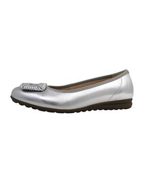 Gabor Ballerina 62.623.10 Uk Leather Ballet Flat Zogg3198 - Gray