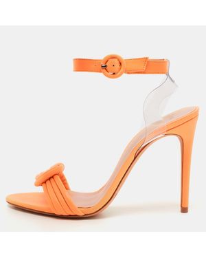 Alexandre Birman Leather Knot Ankle Strap Sandals - Orange