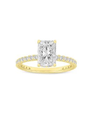 LuvMyJewelry Sia 14K Radiant Cut Lab Grown Diamond Hidden Halo Ring - Metallic