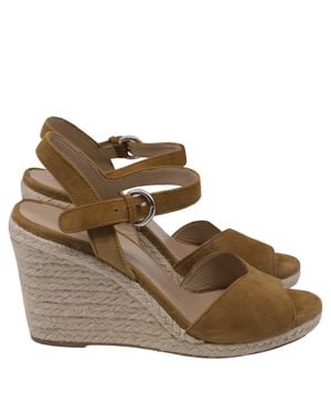 Prada Wedge Espadrille Buckle Ankle Strap Sandal - Brown