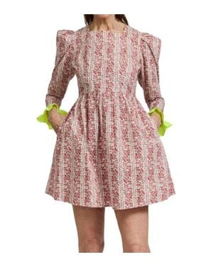 BATSHEVA Square Neck Mini Prairie Dress - Pink