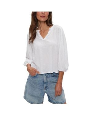 Michael Stars Gabi Top 0-12 Puff Sleeve Blouse Ddr 21 - White