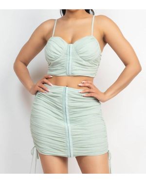 Shop Iris Basic Krystal Skirt And Bra Top Set - Blue