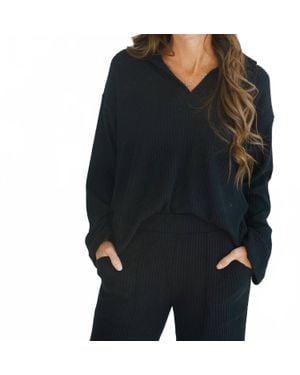 Project Social T Shea Collared Pullover Top - Black