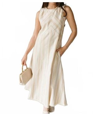 Umgee Sleeveless Striped Midi Dress - Natural