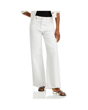 Blank NYC High-Rise Raw Hem Wide Leg Jeans - White