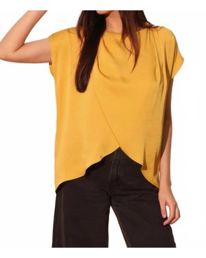 Tyche Washed Poly Silk Tulip Tunic Top - Metallic