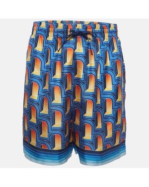 CASABLANCA Printed Silk Shorts - Blue