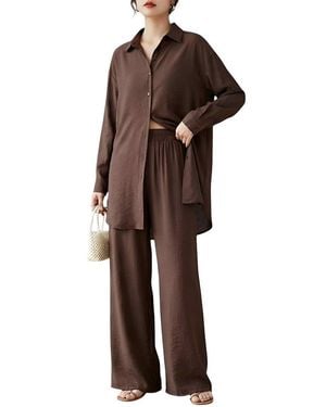Tedora 2Pc Shirt & Pant Set - Brown