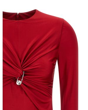 Versace Viscose Midi Dress - Red
