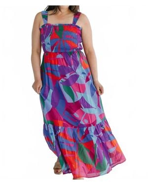 Sugarlips Tayla Abstract Smocked Maxi Dress - Red