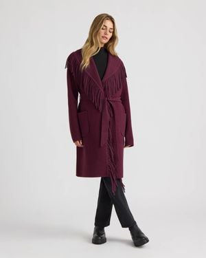 NVLT Eyelash Mink Wrap Fringe Coatigan - Red