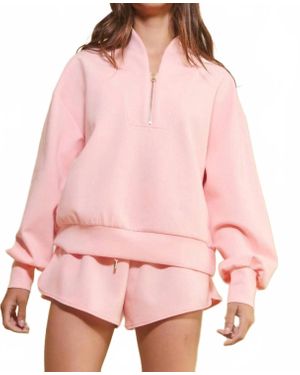 Bucketlist Scuba Half Zip Sweatshirt - Pink