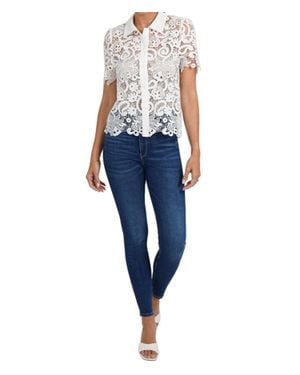 Love Token Ainsley Short Sleeve Lace Blouse - Blue