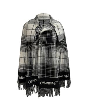 Off-White c/o Virgil Abloh Blanket Plaid Cape - Black