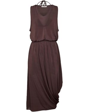 Lemaire Double-Layer Draped Midi Dress With Unique Asymmetrical Hem - Purple