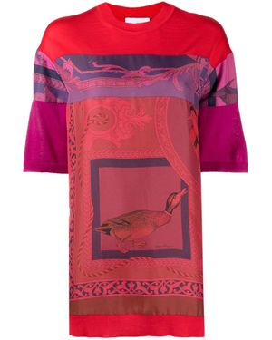 Ferragamo Heritage-Print Long T-Shirt - Red