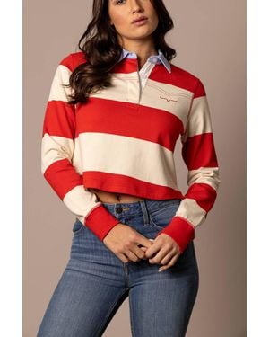 Kimes Ranch Jamila Crop Polo Shirt - Red