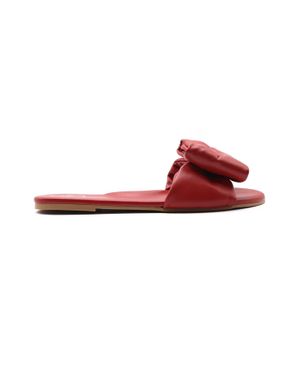 Solei Sea Rafie Bow Slide Sandal - Red