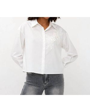 EsQualo Sahra Small Flower Patch Blouse - White