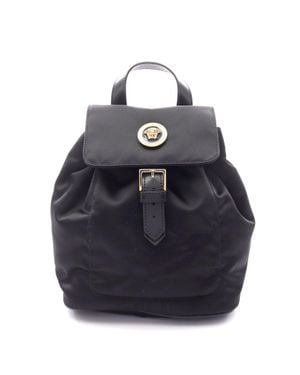 Versace Medusa Nylon Leather Backpack - Blue