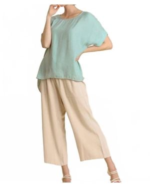 Umgee Animal Jacquard Dolman Sleeve Top - Green