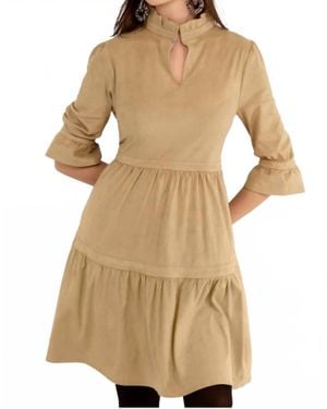 Gretchen Scott Ultra Suede Teardrop Mini Dress - Natural