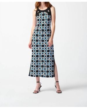 Joseph Ribkoff Cut-Out Neck Maxi Dress - Blue