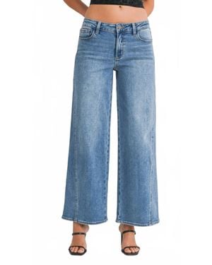 Jbd. Mid Rise Full Length Seamed Wide Leg Jeans - Blue