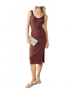 Bella Dahl Crocheted Trim V-Neck Midi Dress - Red