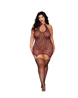 Dreamgirl Garter Slip Dmnd - Red