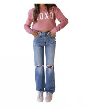 Oat Collective Xoxo Long Sleeve Sweatshirt - Blue