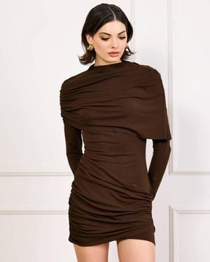 Line & Dot Lior Draped Mini Dress - Brown