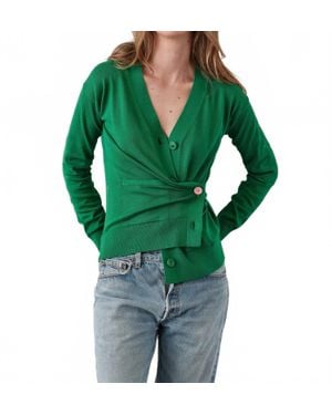 CISSA V Neck Wrap Cardigan - Green