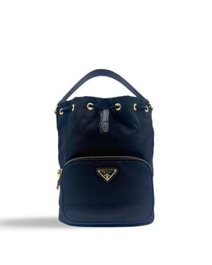 Prada Re-Ylon Duet Bucket Bag With Hardware - Blue