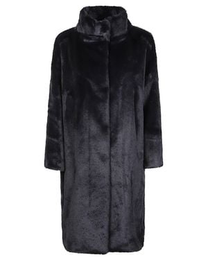 Herno Soft Alternative Fur Polyester Long Coat - Black