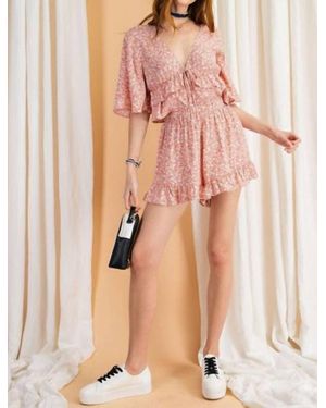 Easel Early Night Floral Printed Short - Natural