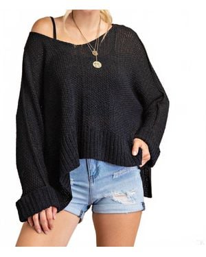 Kori Soft Thread V Neck Sweater - Black