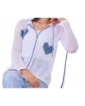 French Kyss Heart Crochet Hoodie - Purple