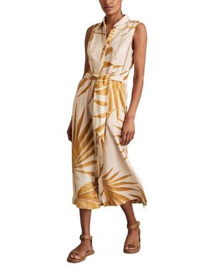 Reiss Morgan Palm Print Sleeveless Dress - Metallic